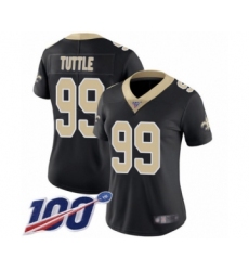 Women's New Orleans Saints #99 Shy Tuttle Black Team Color Vapor Untouchable Limited Player 100th Season Football Jersey
