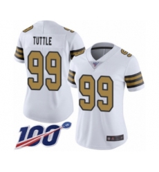 Women's New Orleans Saints #99 Shy Tuttle Limited White Rush Vapor Untouchable 100th Season Football Jersey