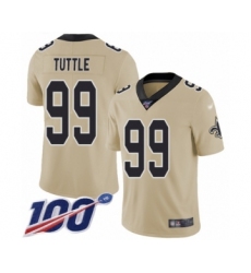 Youth New Orleans Saints #99 Shy Tuttle Limited Gold Inverted Legend 100th Season Football Jersey