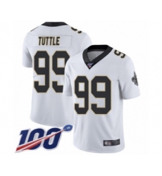 Youth New Orleans Saints #99 Shy Tuttle White Vapor Untouchable Limited Player 100th Season Football Jersey