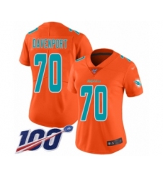 Women's Miami Dolphins #70 Julie'n Davenport Limited Orange Inverted Legend 100th Season Football Jersey
