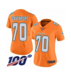 Women's Miami Dolphins #70 Julie'n Davenport Limited Orange Rush Vapor Untouchable 100th Season Football Jersey