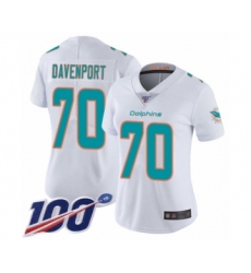 Women's Miami Dolphins #70 Julie'n Davenport White Vapor Untouchable Limited Player 100th Season Football Jersey
