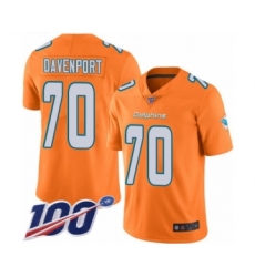 Youth Miami Dolphins #70 Julie'n Davenport Limited Orange Rush Vapor Untouchable 100th Season Football Jersey