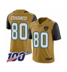 Men's Jacksonville Jaguars #80 James O'Shaughnessy Limited Gold Rush Vapor Untouchable 100th Season Football Jersey