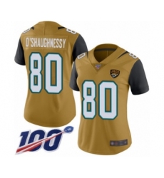 Women's Jacksonville Jaguars #80 James O'Shaughnessy Limited Gold Rush Vapor Untouchable 100th Season Football Jersey