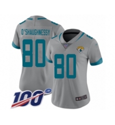 Women's Jacksonville Jaguars #80 James O'Shaughnessy Silver Inverted Legend Limited 100th Season Football Jersey