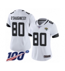 Women's Jacksonville Jaguars #80 James O'Shaughnessy White Vapor Untouchable Limited Player 100th Season Football Jersey