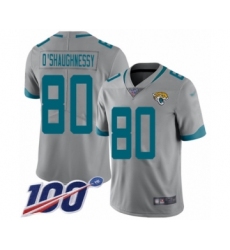 Youth Jacksonville Jaguars #80 James O'Shaughnessy Silver Inverted Legend Limited 100th Season Football Jersey