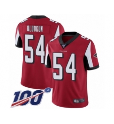 Men's Atlanta Falcons #54 Foye Oluokun Red Team Color Vapor Untouchable Limited Player 100th Season Football Jersey