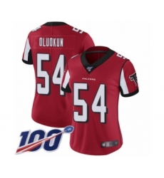Women's Atlanta Falcons #54 Foye Oluokun Red Team Color Vapor Untouchable Limited Player 100th Season Football Jersey