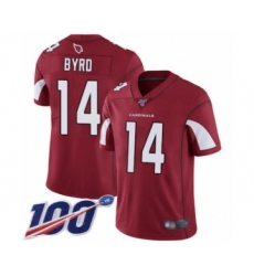 Men's Arizona Cardinals #14 Damiere Byrd Red Team Color Vapor Untouchable Limited Player 100th Season Football Jersey