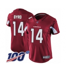 Women's Arizona Cardinals #14 Damiere Byrd Red Team Color Vapor Untouchable Limited Player 100th Season Football Jersey