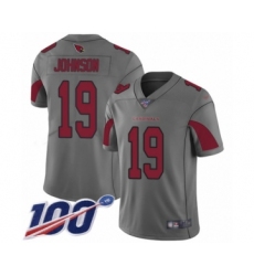 Men's Arizona Cardinals #19 KeeSean Johnson Limited Silver Inverted Legend 100th Season Football Jersey