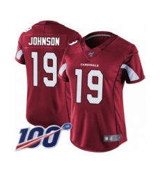 Women's Arizona Cardinals #19 KeeSean Johnson Red Team Color Vapor Untouchable Limited Player 100th Season Football Jersey