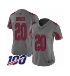 Women's Arizona Cardinals #20 Tramaine Brock Limited Silver Inverted Legend 100th Season Football Jersey