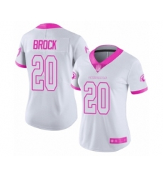 Women's Arizona Cardinals #20 Tramaine Brock Limited White Pink Rush Fashion Football Jersey