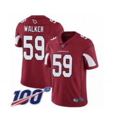 Men's Arizona Cardinals #59 Joe Walker Red Team Color Vapor Untouchable Limited Player 100th Season Football Jersey