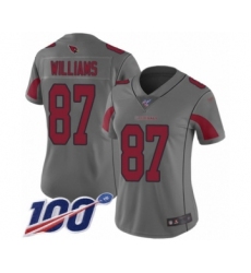 Women's Arizona Cardinals #87 Maxx Williams Limited Silver Inverted Legend 100th Season Football Jersey