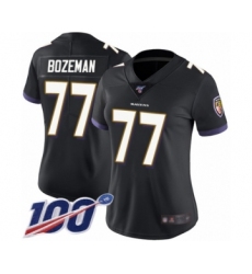 Women's Baltimore Ravens #77 Bradley Bozeman Black Alternate Vapor Untouchable Limited Player 100th Season Football Jersey