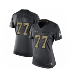Women's Baltimore Ravens #77 Bradley Bozeman Limited Black 2016 Salute to Service Football Jersey