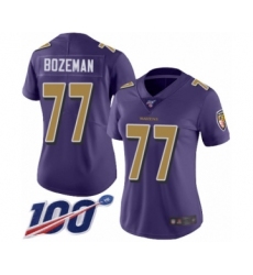 Women's Baltimore Ravens #77 Bradley Bozeman Limited Purple Rush Vapor Untouchable 100th Season Football Jersey