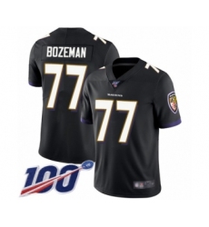 Youth Baltimore Ravens #77 Bradley Bozeman Black Alternate Vapor Untouchable Limited Player 100th Season Football Jersey