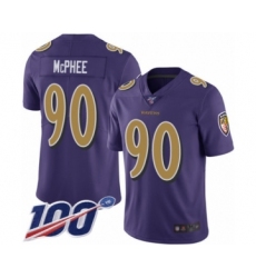 Men's Baltimore Ravens #90 Pernell McPhee Limited Purple Rush Vapor Untouchable 100th Season Football Jersey
