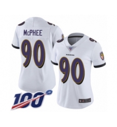 Women's Baltimore Ravens #90 Pernell McPhee White Vapor Untouchable Limited Player 100th Season Football Jersey