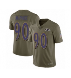 Youth Baltimore Ravens #90 Pernell McPhee Limited Olive 2017 Salute to Service Football Jersey