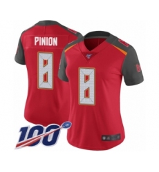 Women's Tampa Bay Buccaneers #8 Bradley Pinion Red Team Color Vapor Untouchable Limited Player 100th Season Football Jersey