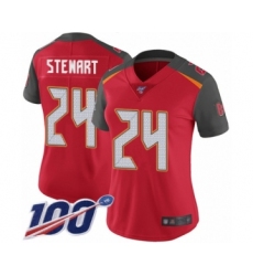 Women's Tampa Bay Buccaneers #24 Darian Stewart Red Team Color Vapor Untouchable Limited Player 100th Season Football Jersey