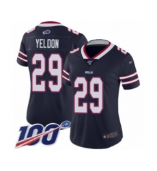 Women's Buffalo Bills #29 T.J. Yeldon Limited Navy Blue Inverted Legend 100th Season Football Jersey