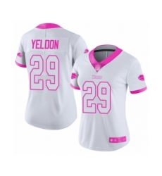 Women's Buffalo Bills #29 T.J. Yeldon Limited White Pink Rush Fashion Football Jersey