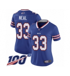 Women's Buffalo Bills #33 Siran Neal Royal Blue Team Color Vapor Untouchable Limited Player 100th Season Football Jersey