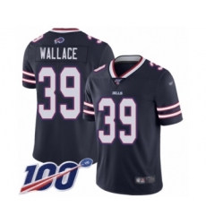Men's Buffalo Bills #39 Levi Wallace Limited Navy Blue Inverted Legend 100th Season Football Jersey