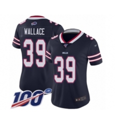 Women's Buffalo Bills #39 Levi Wallace Limited Navy Blue Inverted Legend 100th Season Football Jersey
