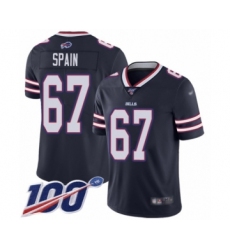 Men's Buffalo Bills #67 Quinton Spain Limited Navy Blue Inverted Legend 100th Season Football Jersey