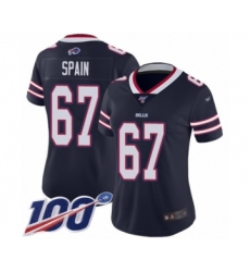 Women's Buffalo Bills #67 Quinton Spain Limited Navy Blue Inverted Legend 100th Season Football Jersey