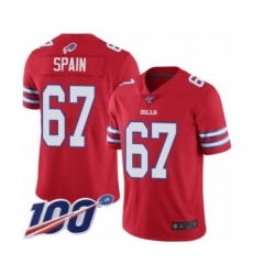 Youth Buffalo Bills #67 Quinton Spain Limited Red Rush Vapor Untouchable 100th Season Football Jersey