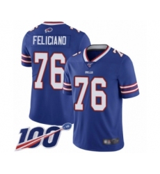 Men's Buffalo Bills #76 Jon Feliciano Royal Blue Team Color Vapor Untouchable Limited Player 100th Season Football Jersey