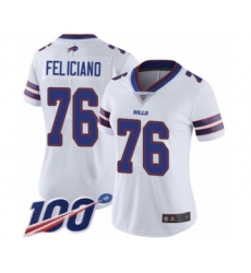 Women's Buffalo Bills #76 Jon Feliciano White Vapor Untouchable Limited Player 100th Season Football Jersey