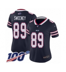 Women's Buffalo Bills #89 Tommy Sweeney Limited Navy Blue Inverted Legend 100th Season Football Jersey