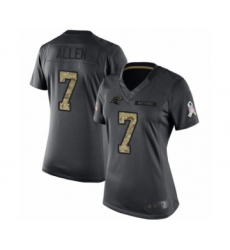Women's Carolina Panthers #7 Kyle Allen Limited Black 2016 Salute to Service Football Jersey