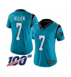 Women's Carolina Panthers #7 Kyle Allen Limited Blue Rush Vapor Untouchable 100th Season Football Jersey