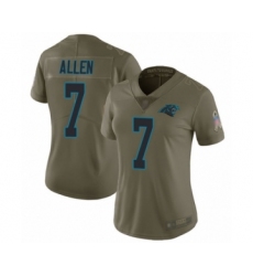 Women's Carolina Panthers #7 Kyle Allen Limited Olive 2017 Salute to Service Football Jersey