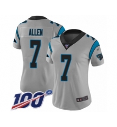 Women's Carolina Panthers #7 Kyle Allen Silver Inverted Legend Limited 100th Season Football Jersey