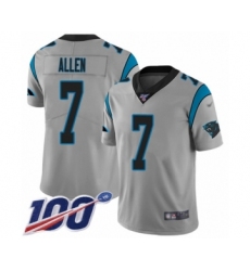 Youth Carolina Panthers #7 Kyle Allen Silver Inverted Legend Limited 100th Season Football Jersey