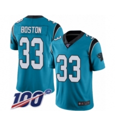 Youth Carolina Panthers #33 Tre Boston Limited Blue Rush Vapor Untouchable 100th Season Football Jersey