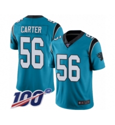 Men's Carolina Panthers #56 Jermaine Carter Limited Blue Rush Vapor Untouchable 100th Season Football Jersey